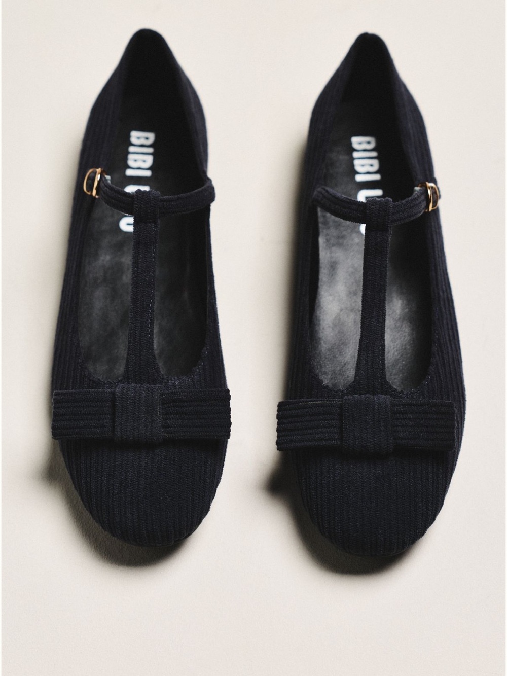 Black T-Strap Bow Ballet Flats